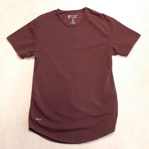 BYLT Mens Drop Cut Short Sleeve Lux T-Shirt Sz.M/Solid Maroon/Crew Neck